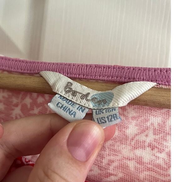 Boden Red & White Floral 100% Cotton Dress Pockets - Picture 2 of 5